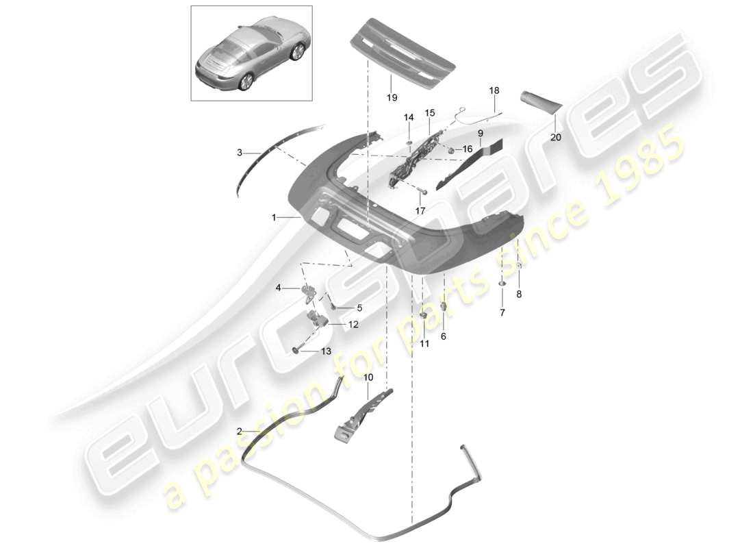 a part diagram from the porsche 991 parts catalogue