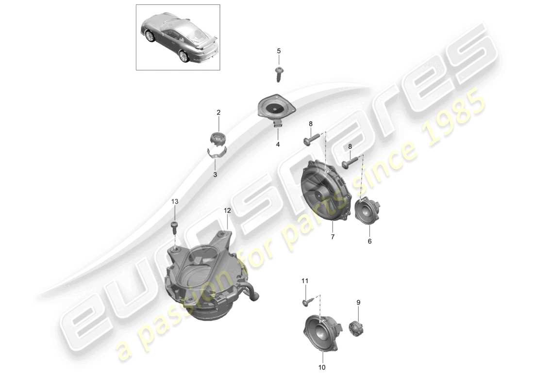 a part diagram from the porsche 2019 (991-2 r/gt3/rs) parts catalogue