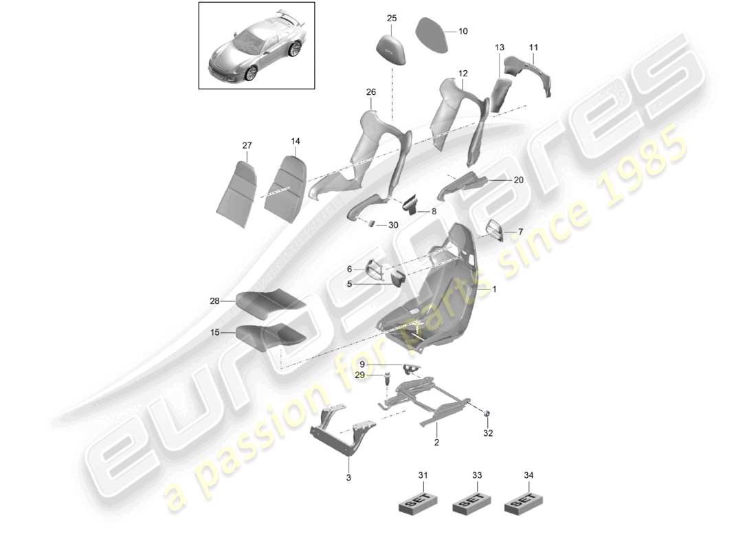 a part diagram from the porsche 991 parts catalogue
