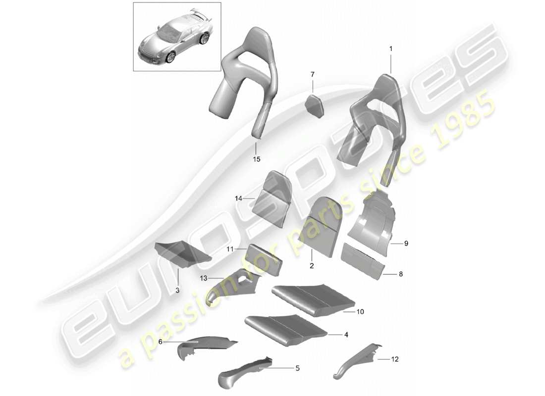 a part diagram from the porsche 2014 (991-1 r/gt3/rs) parts catalogue