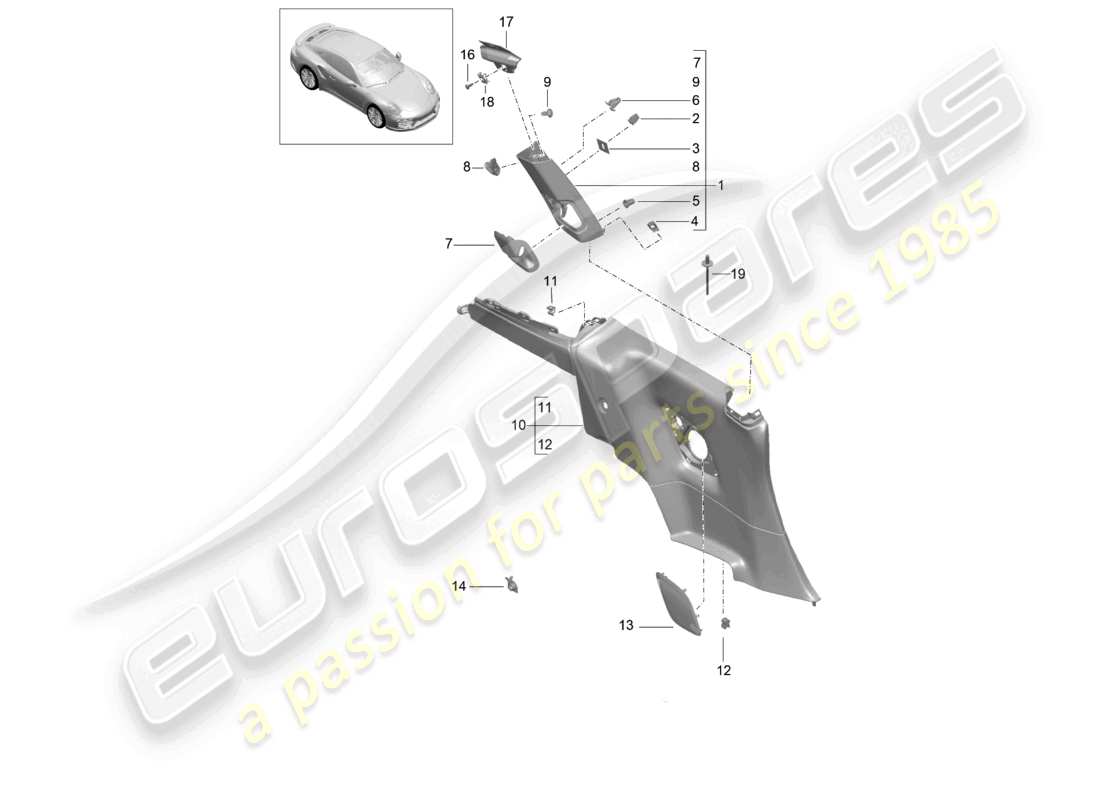 a part diagram from the porsche 2017 (991-2 turbo) parts catalogue