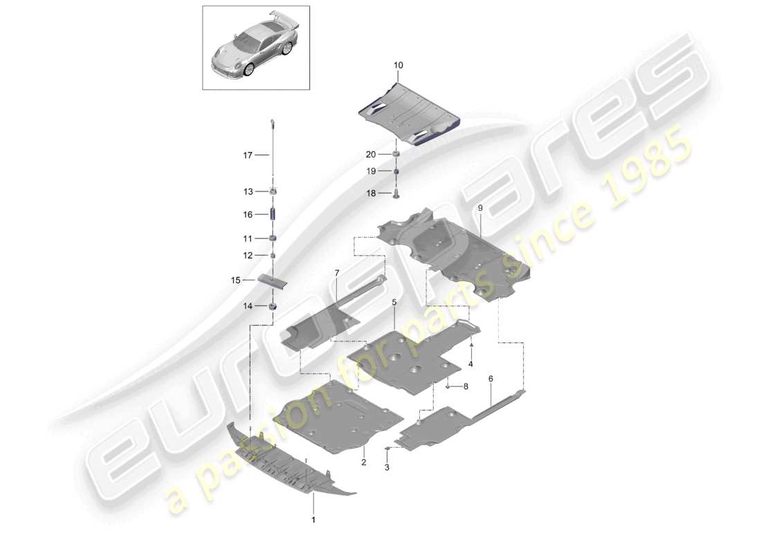 VIEW PARTS DIAGRAMS FROM THE PORSCHE 991 PARTS CATALOGUE a part diagram from the porsche 991 parts catalogue