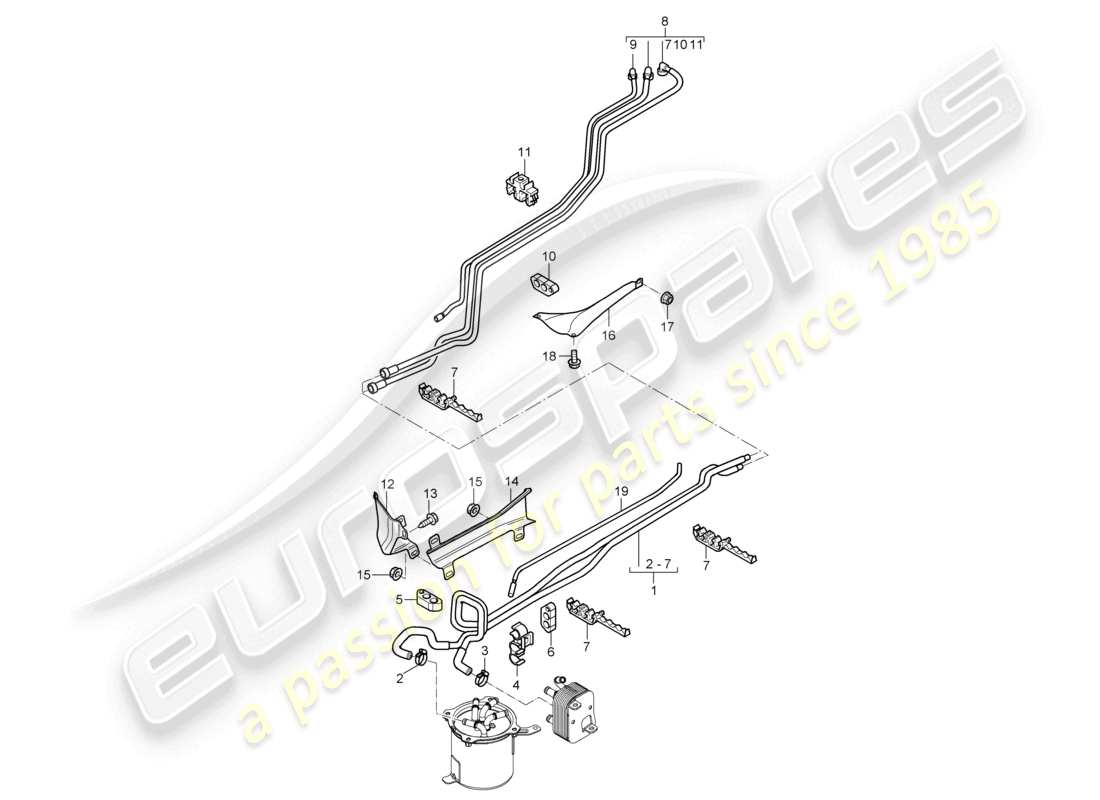 a part diagram from the porsche 2008 (cayenne e1 9pa) parts catalogue