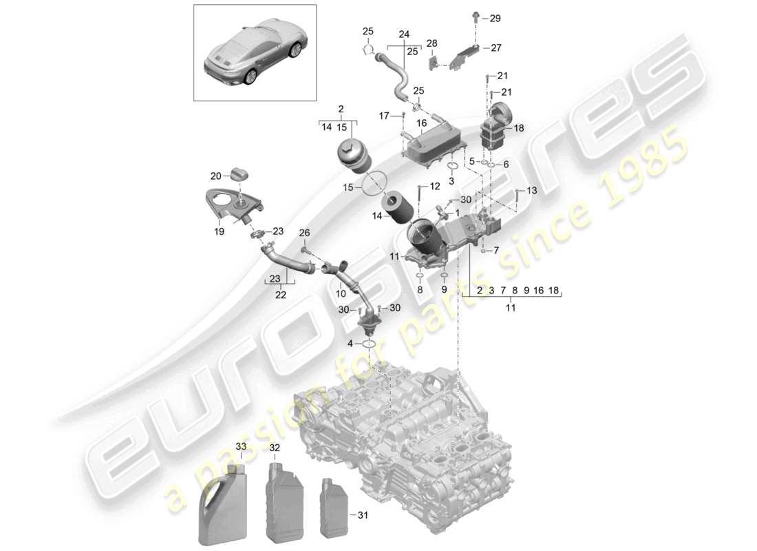 a part diagram from the porsche 2017 (991-2 turbo) parts catalogue