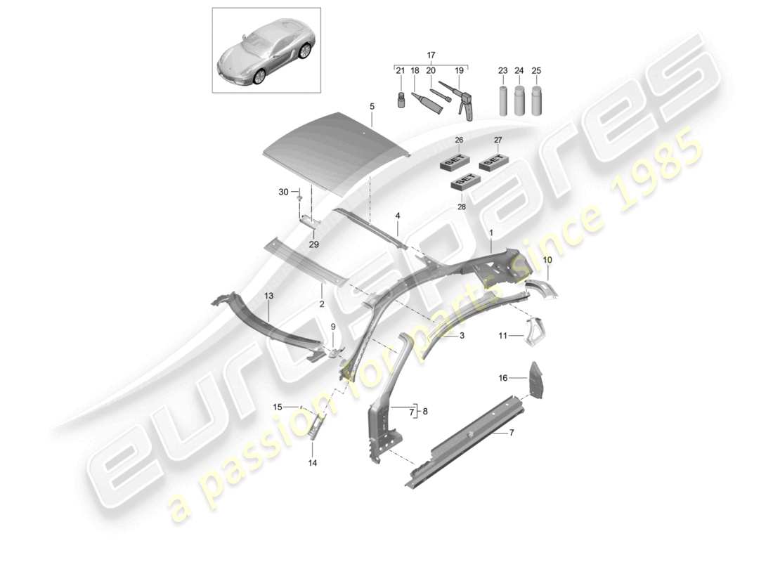 a part diagram from the porsche 2014 (981 cayman) parts catalogue