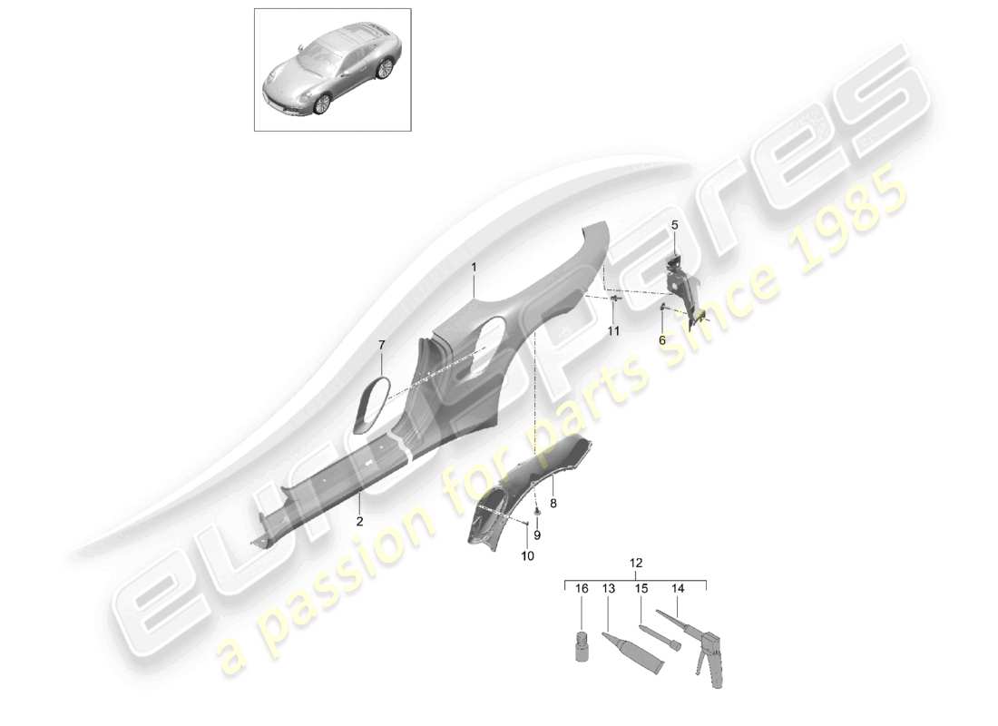 a part diagram from the porsche 2014 (991-1 turbo) parts catalogue