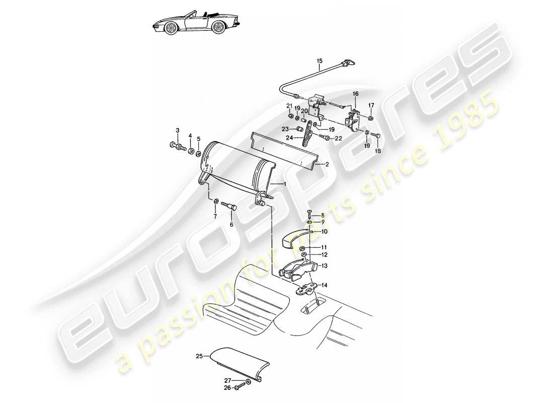 a part diagram from the porsche 1985 (seats for 944/968/911/928) parts catalogue