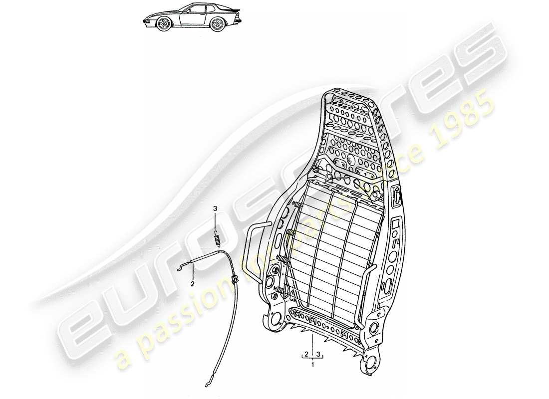 a part diagram from the porsche 1986 (seats for 944/968/911/928) parts catalogue