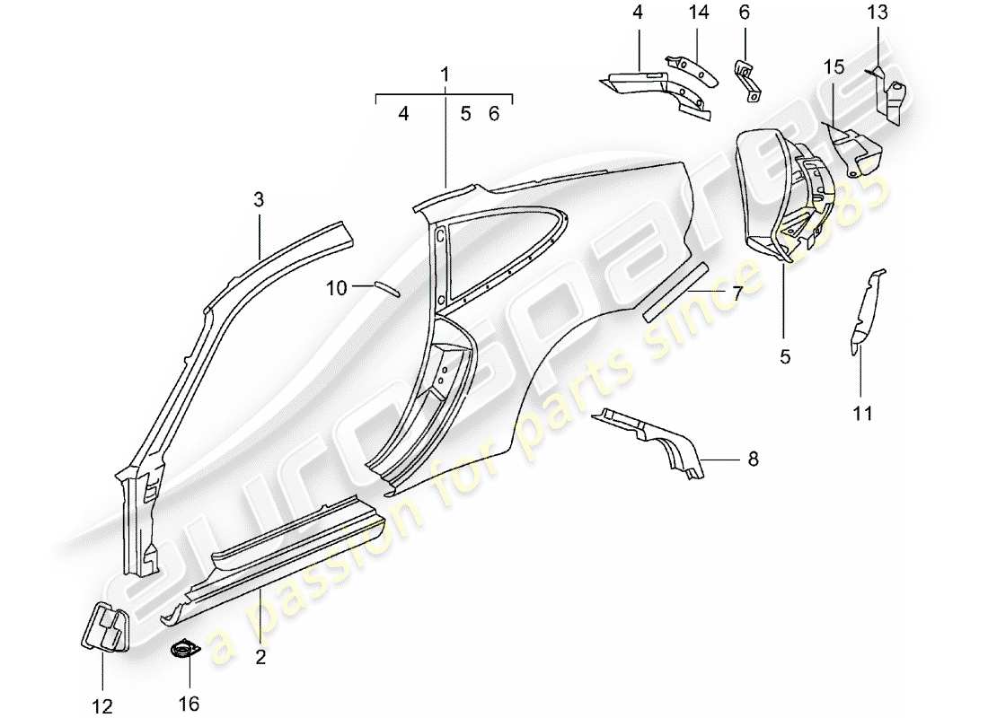 a part diagram from the porsche 2003 (996 gt3) parts catalogue