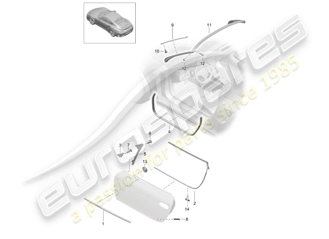 a part diagram from the porsche 2019 (991-2 turbo) parts catalogue