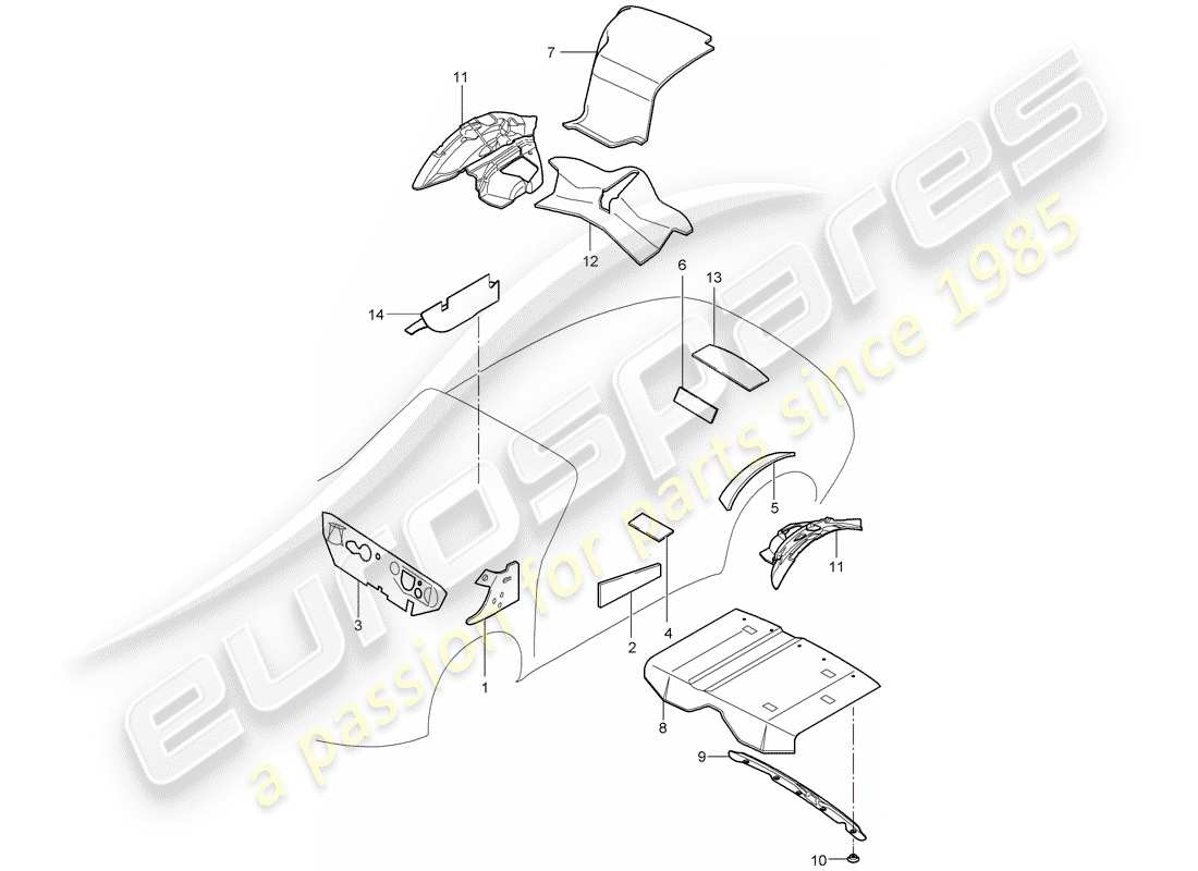 a part diagram from the porsche 2009 997-2 turbo / gt2 parts catalogue