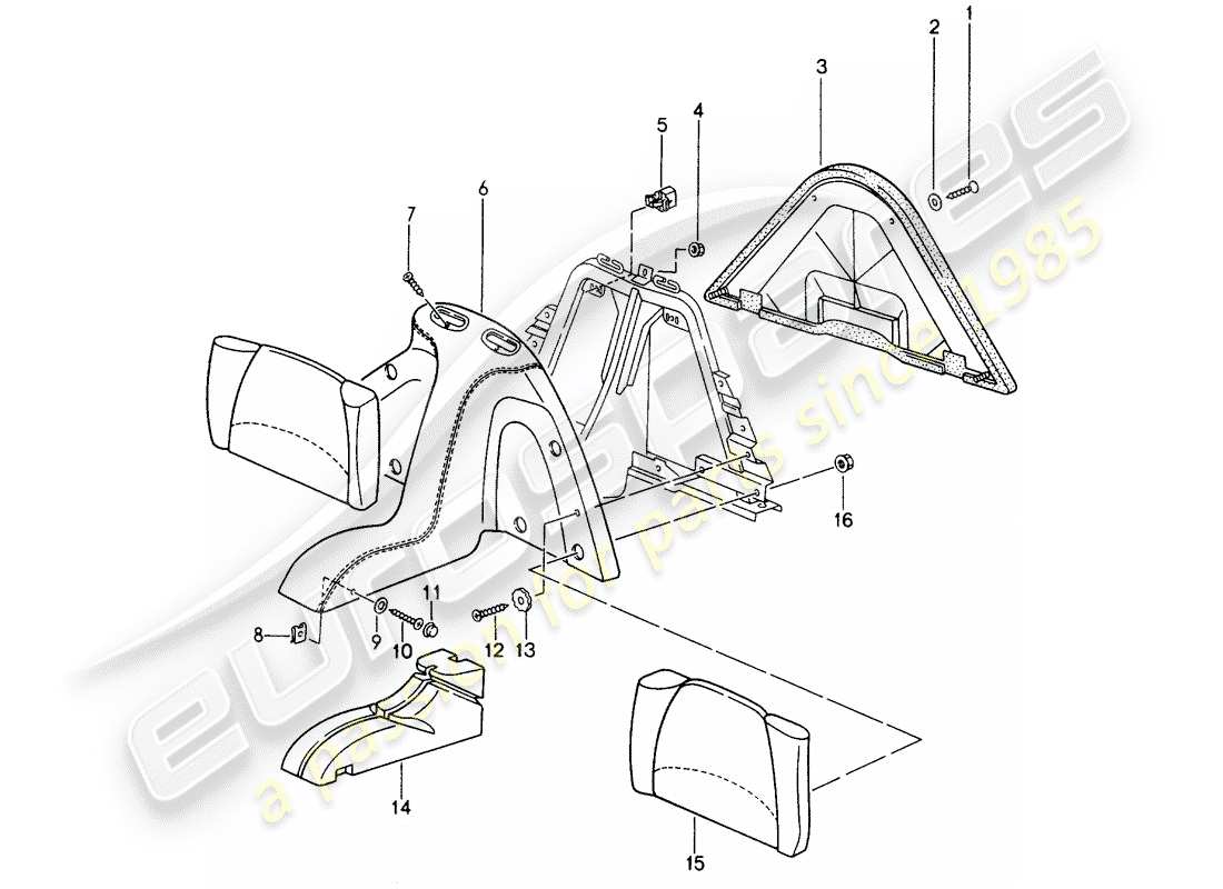 a part diagram from the porsche accessories and tequipment parts catalogue