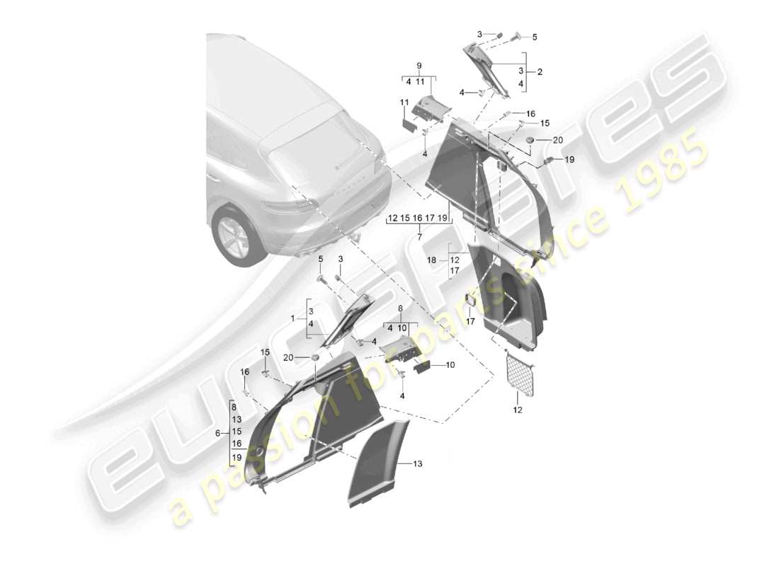 a part diagram from the porsche 2017 (macan) parts catalogue