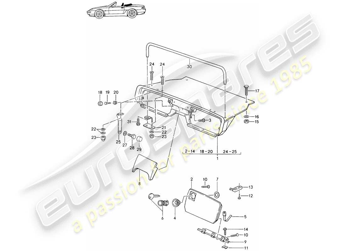 a part diagram from the porsche accessories and tequipment parts catalogue