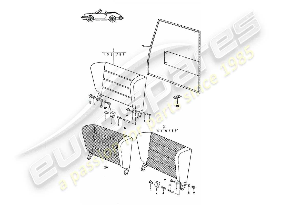 a part diagram from the porsche 1998 (seats for 944/968/911/928) parts catalogue