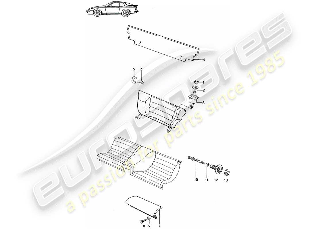 a part diagram from the porsche 1995 (seats for 944/968/911/928) parts catalogue