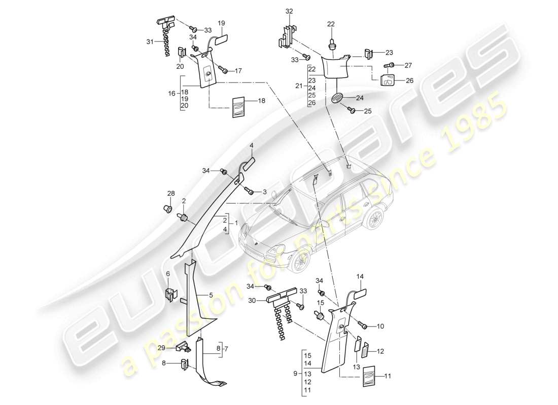 a part diagram from the porsche cayenne parts catalogue