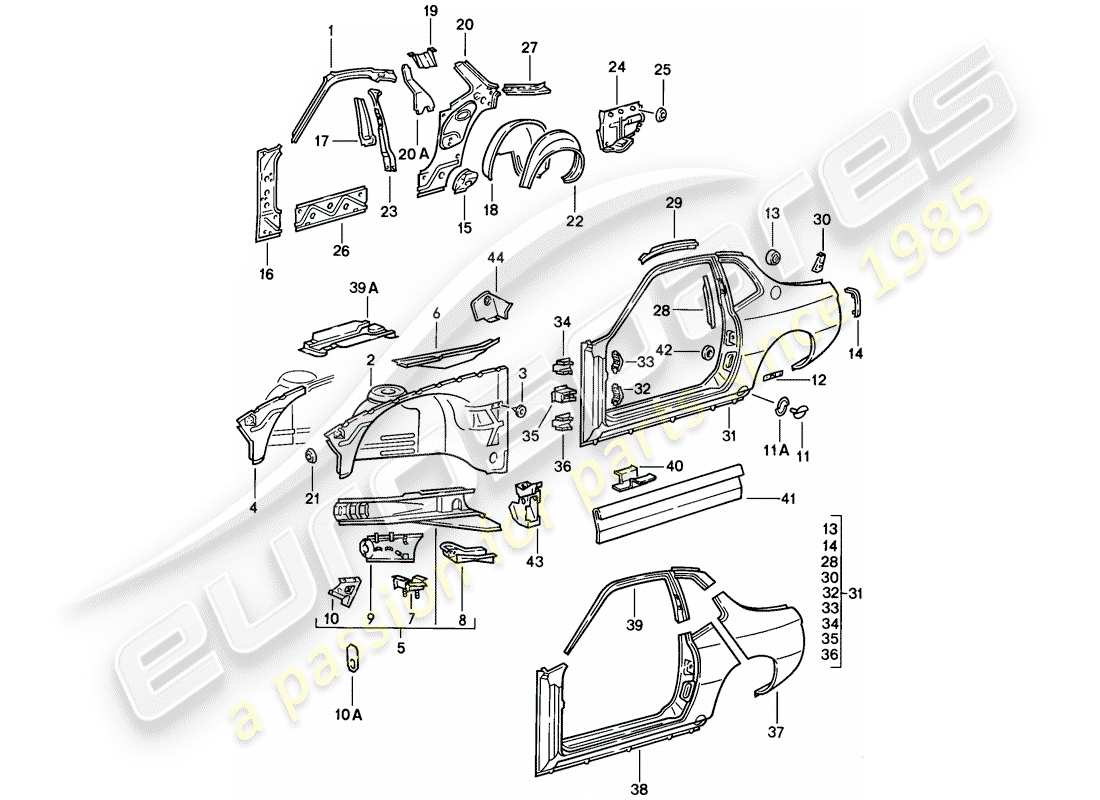 a part diagram from the porsche 1977 (924) parts catalogue