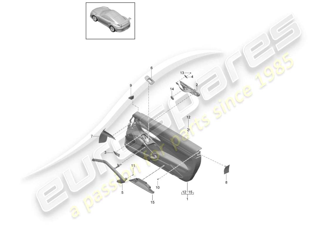 a part diagram from the porsche 2015 (991-1 r/gt3/rs) parts catalogue