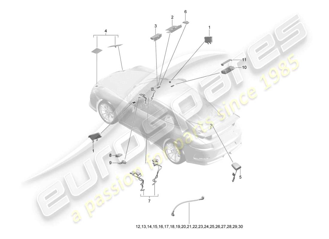 a part diagram from the porsche 991 parts catalogue