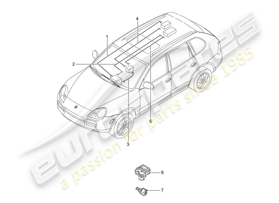 a part diagram from the porsche 2006 (cayenne e1 9pa) parts catalogue
