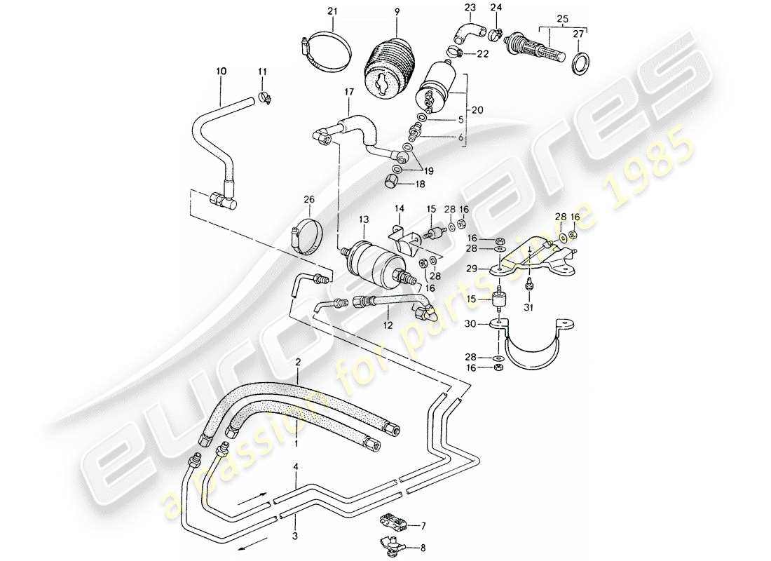 VIEW PARTS DIAGRAMS FROM THE PORSCHE 968 PARTS CATALOGUE a part diagram from the porsche 968 parts catalogue