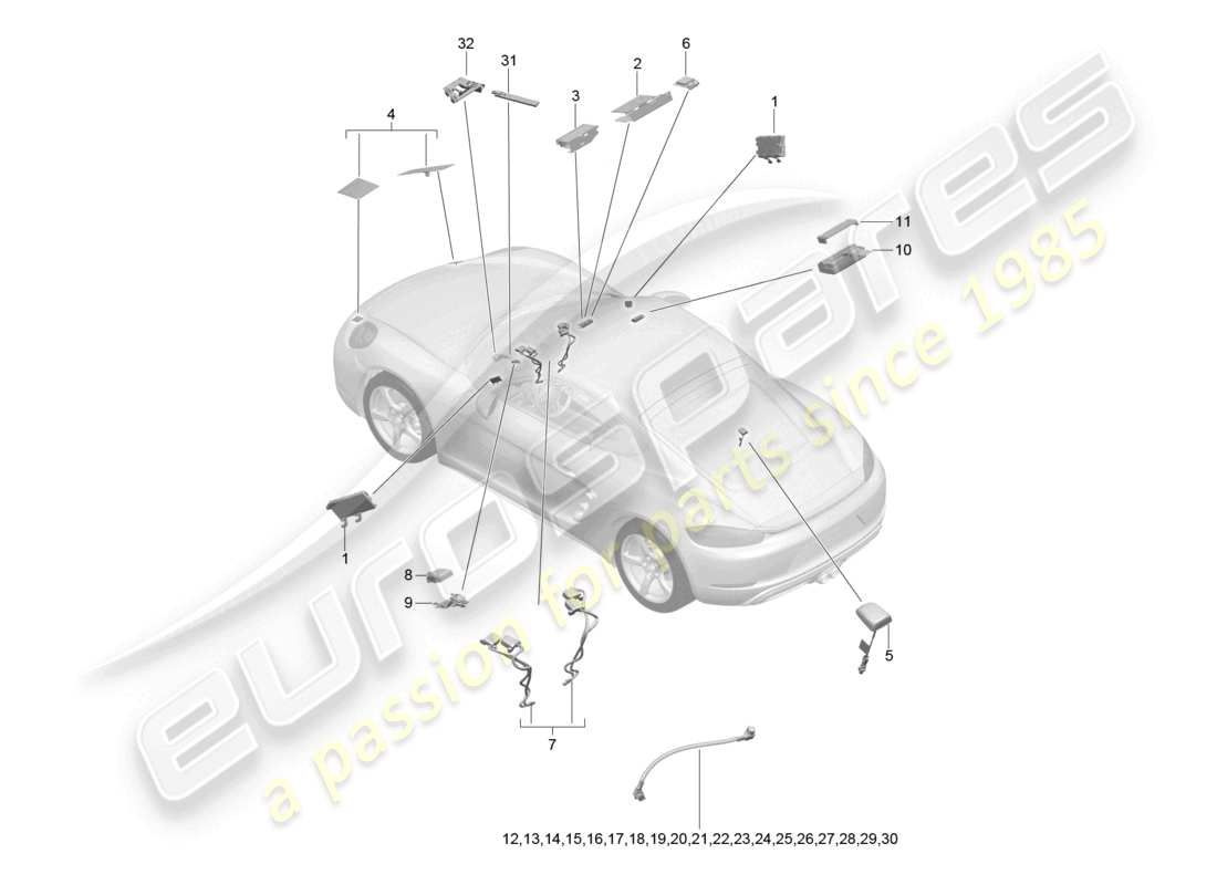 a part diagram from the porsche 2020 (718 cayman) parts catalogue