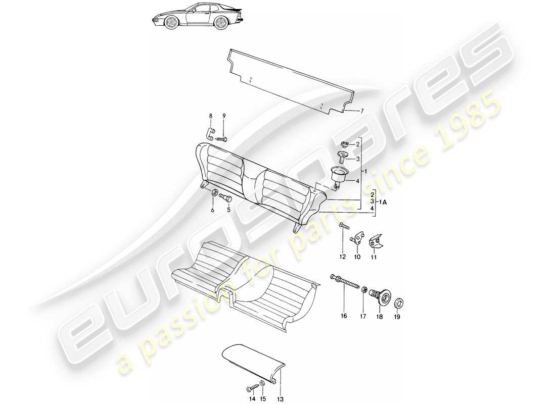 a part diagram from the porsche 1990 (seats for 944/968/911/928) parts catalogue