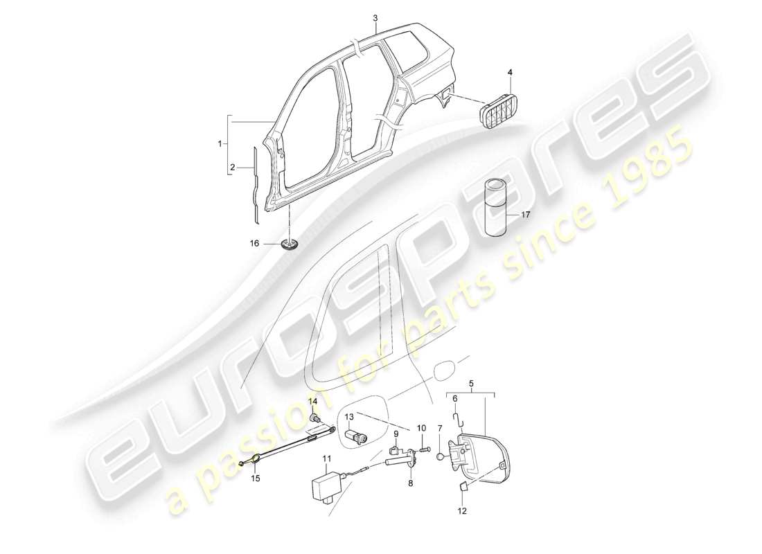 a part diagram from the porsche 2003 (cayenne e1 9pa) parts catalogue
