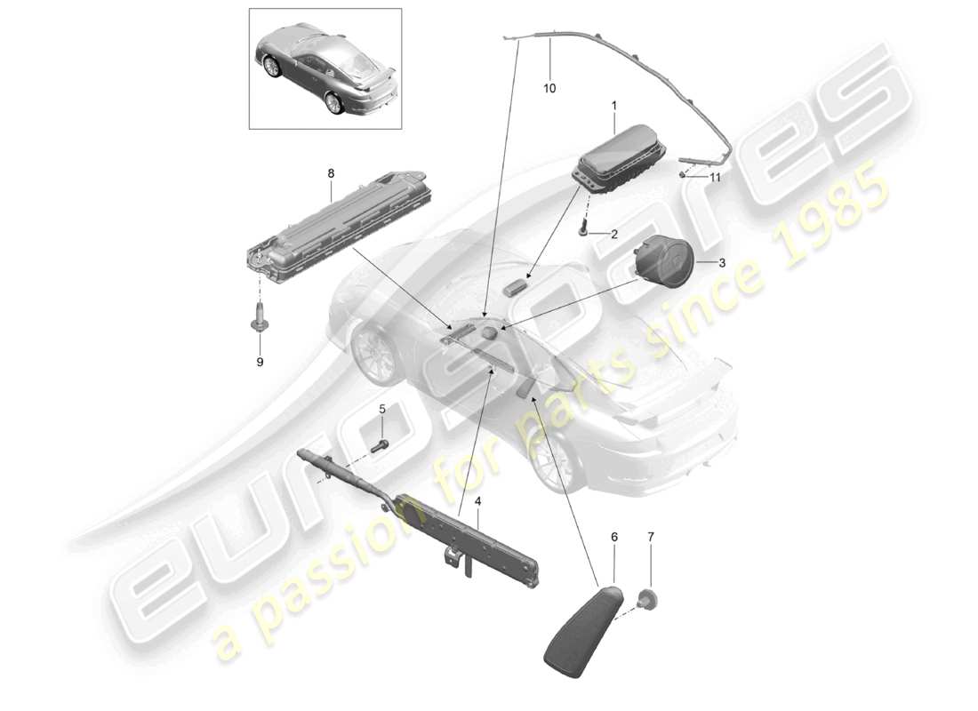a part diagram from the porsche 991 parts catalogue