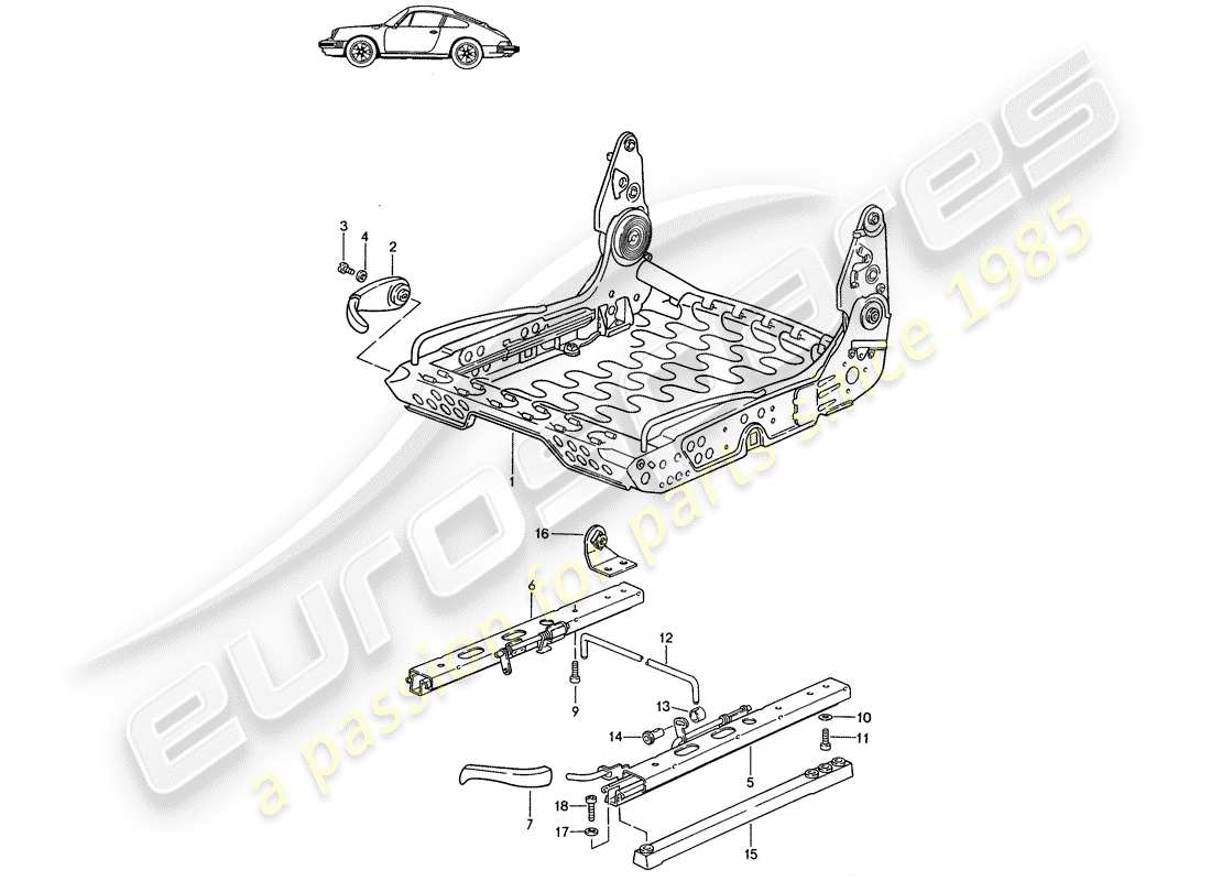 a part diagram from the porsche 1995 (seats for 944/968/911/928) parts catalogue