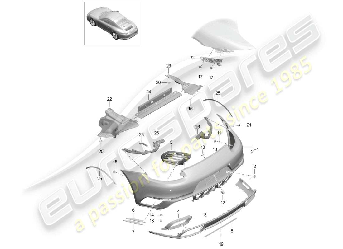 a part diagram from the porsche 2016 (991-1 turbo) parts catalogue