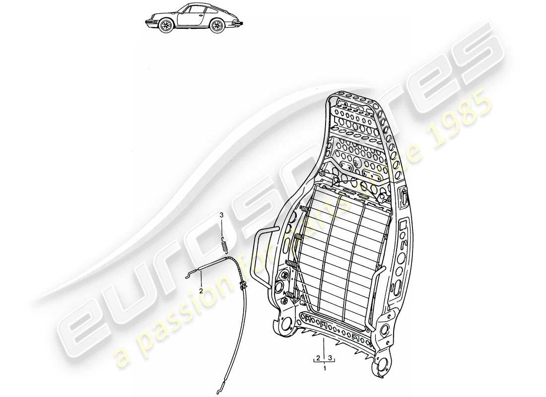 a part diagram from the porsche 1985 (seats for 944/968/911/928) parts catalogue