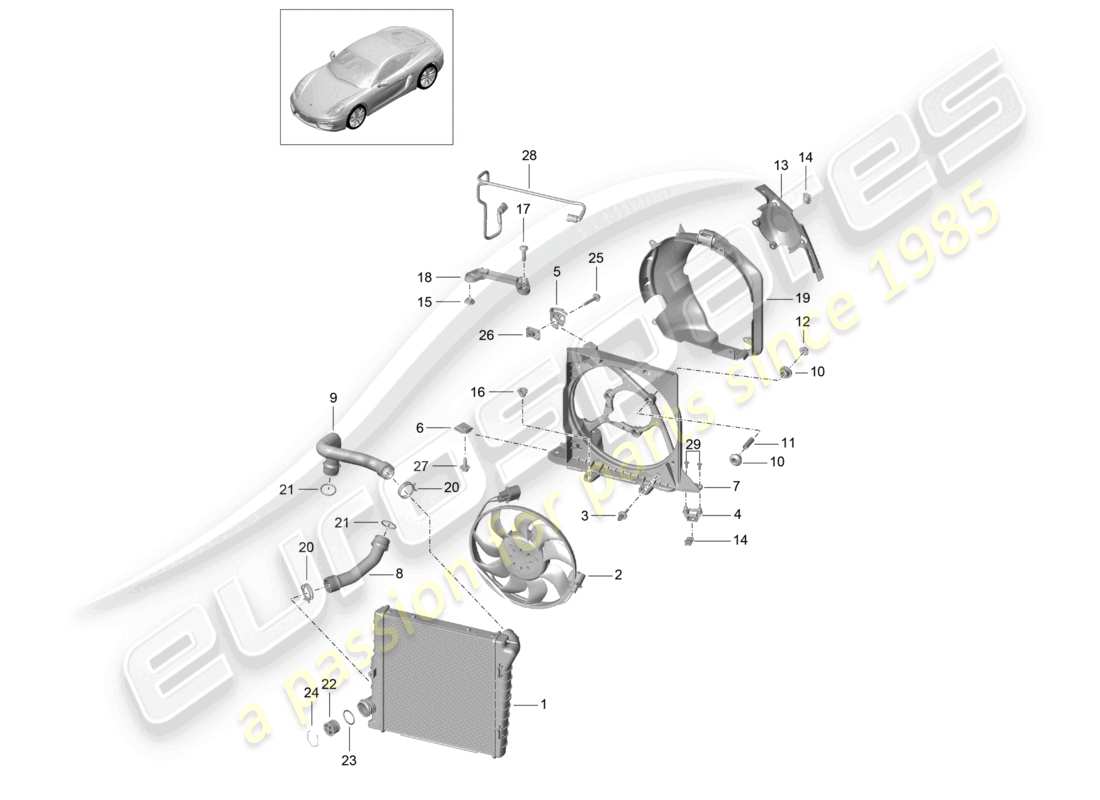 a part diagram from the porsche 2015 (981 cayman) parts catalogue