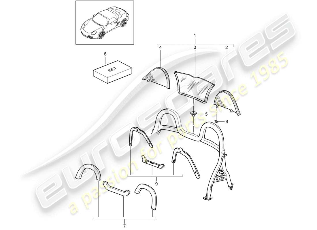 a part diagram from the porsche 2010 (987 boxster) parts catalogue