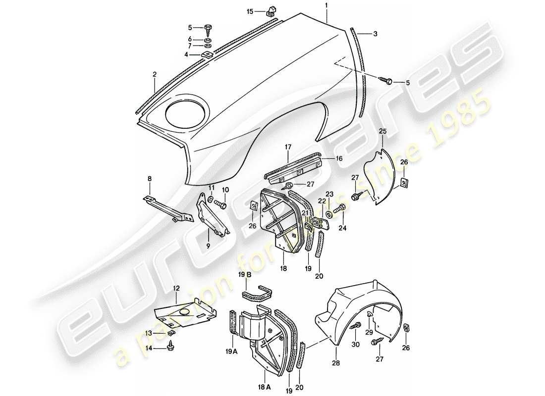 a part diagram from the porsche 1985 (928) parts catalogue