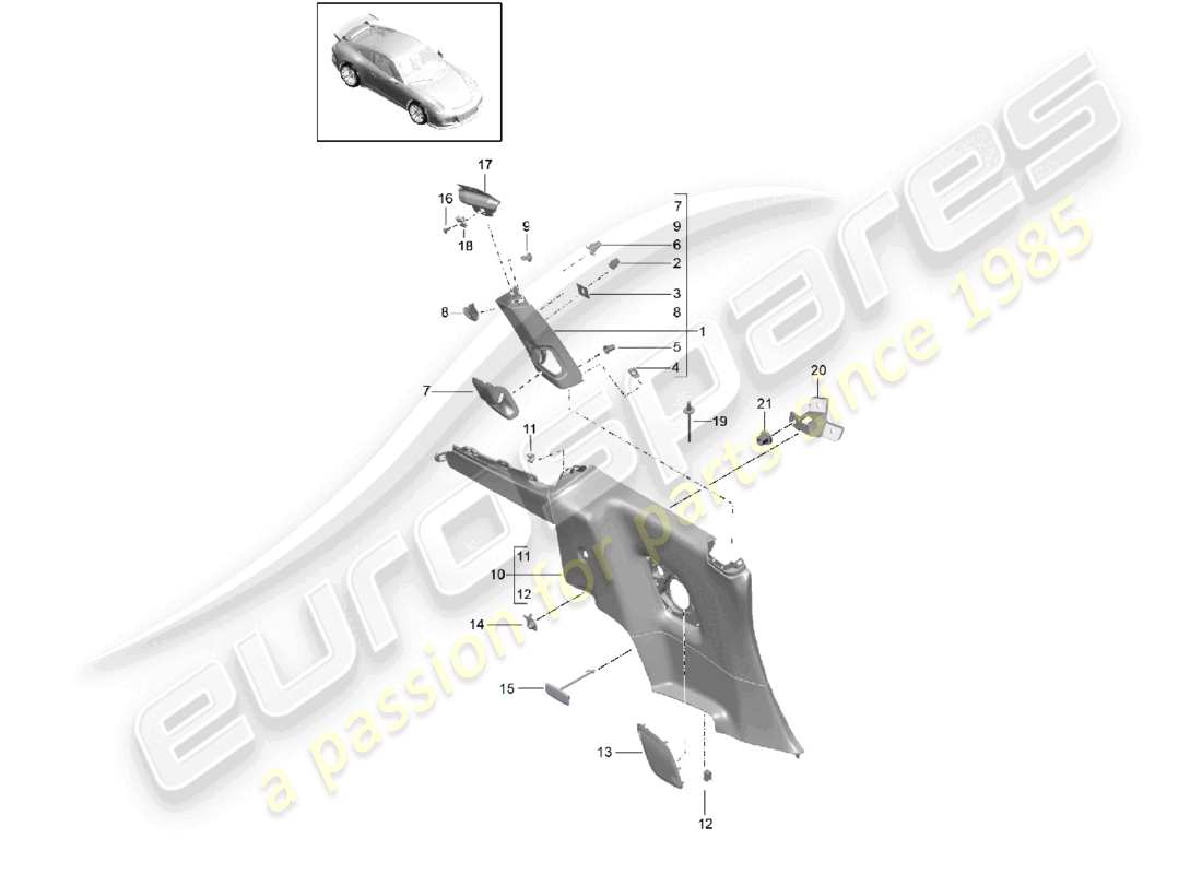 a part diagram from the porsche 991 parts catalogue