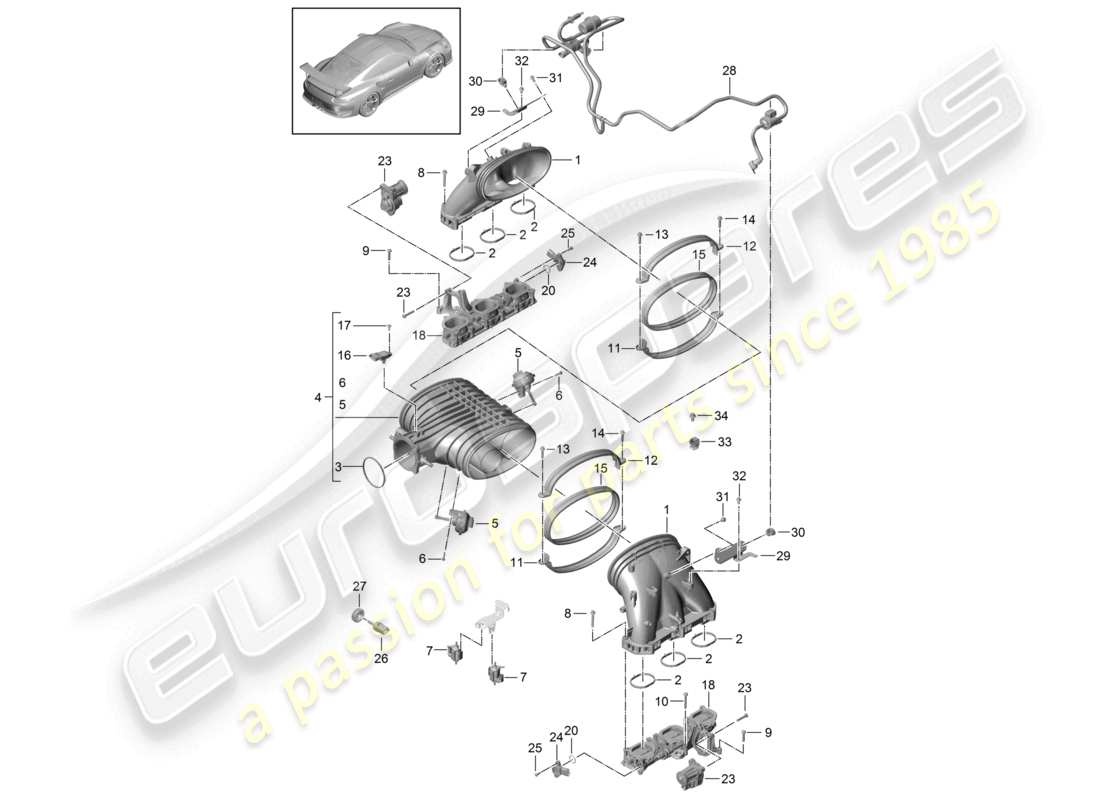a part diagram from the porsche 991 parts catalogue
