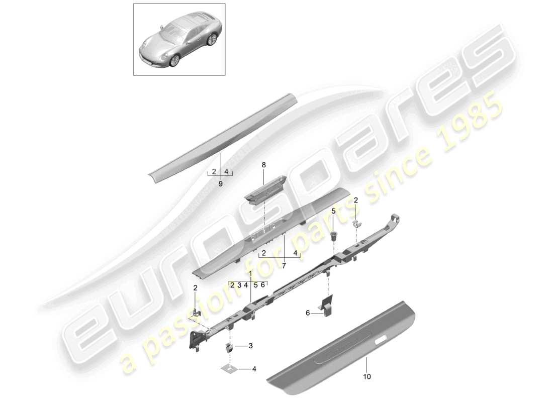a part diagram from the porsche 2019 (991-2) parts catalogue