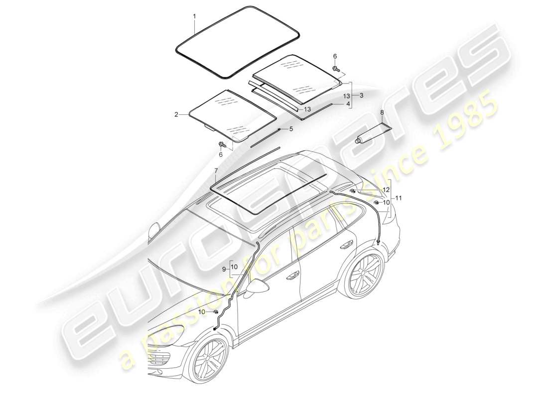 a part diagram from the porsche 2013 (cayenne e2 92a) parts catalogue