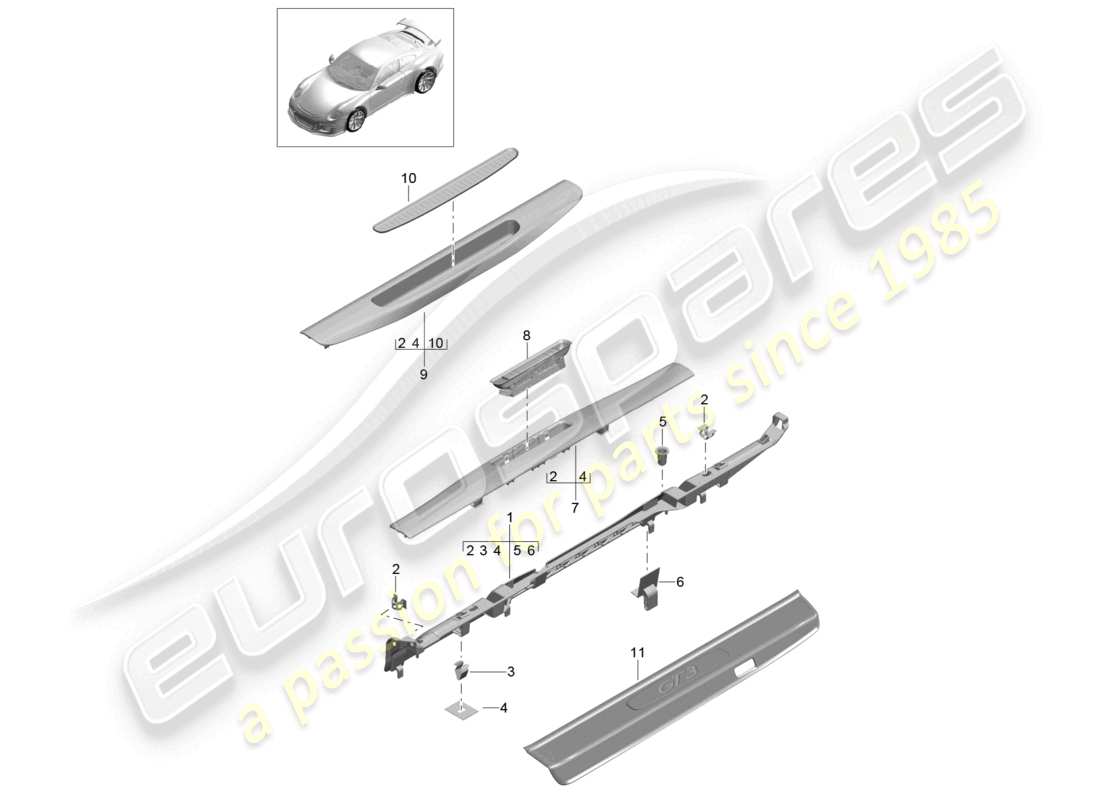 a part diagram from the porsche 991 parts catalogue