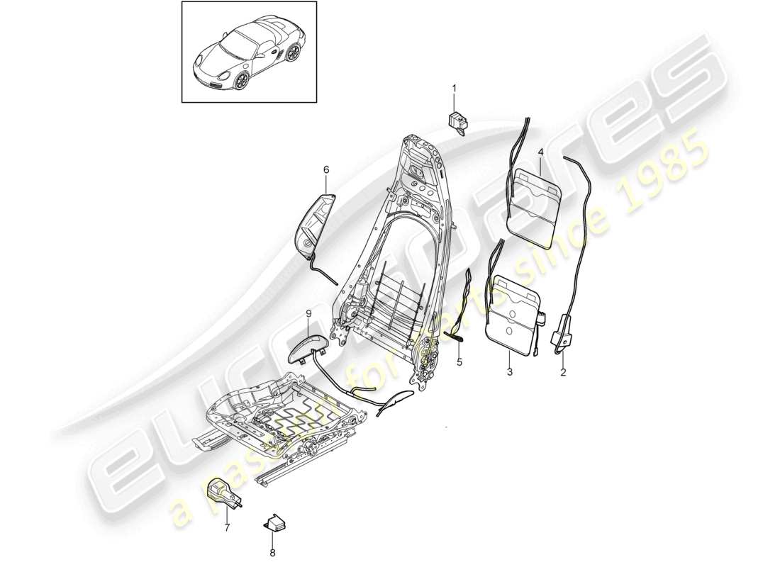 a part diagram from the porsche 2010 (987 boxster) parts catalogue