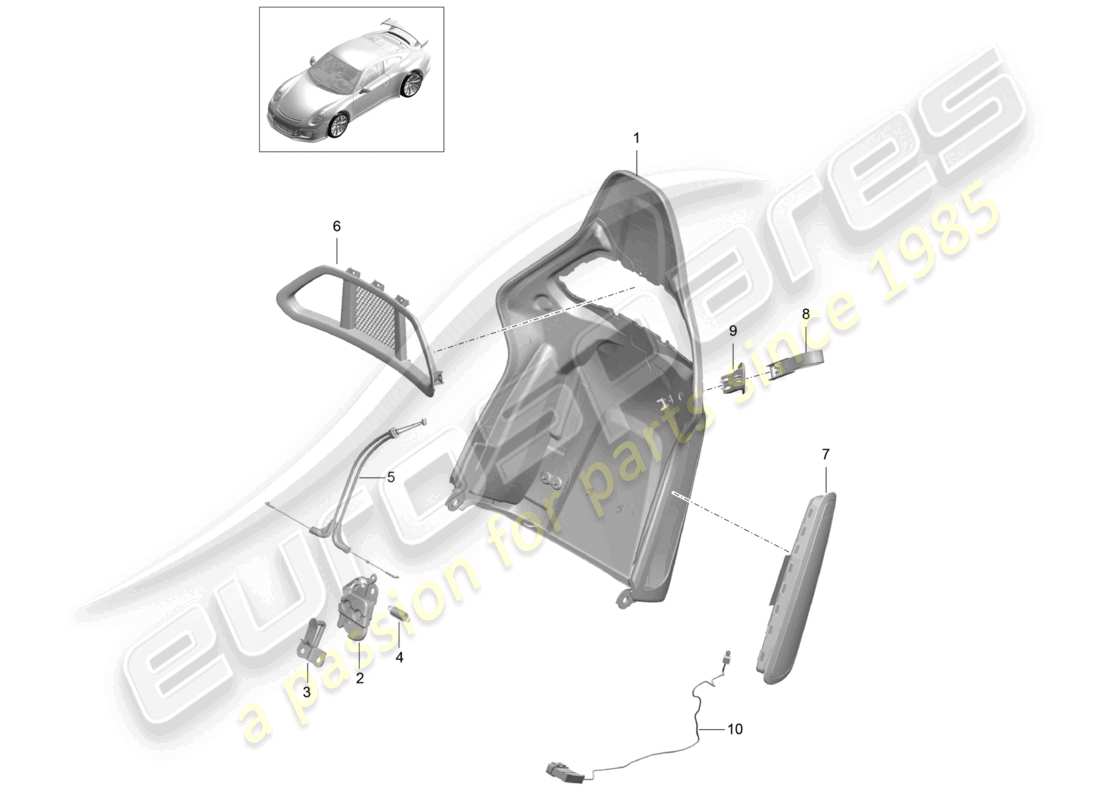 a part diagram from the porsche 2018 (991-2 r/gt3/rs) parts catalogue