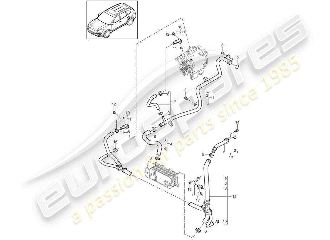 a part diagram from the porsche 2012 (cayenne e2 92a) parts catalogue