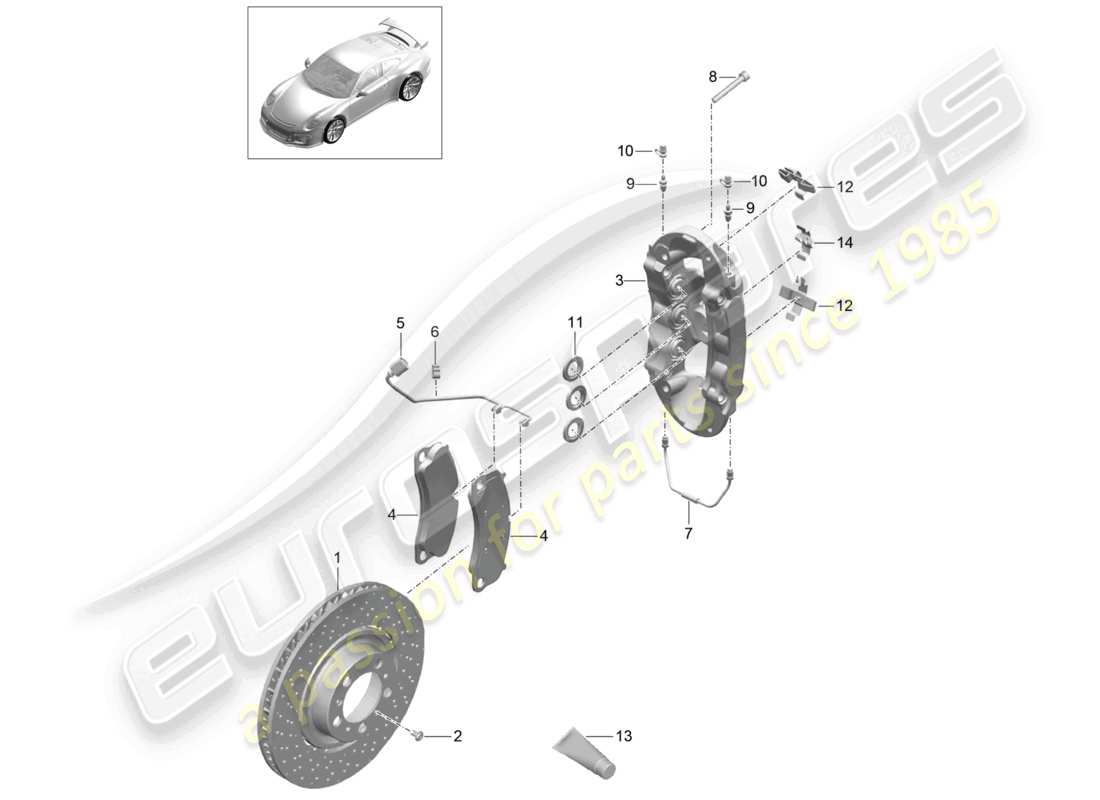 a part diagram from the porsche 2020 (991-2 r/gt3/rs) parts catalogue