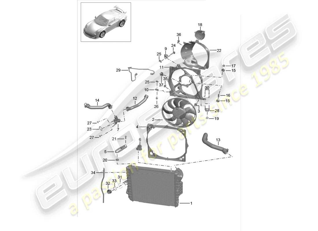 a part diagram from the porsche 2020 (991-2 r/gt3/rs) parts catalogue
