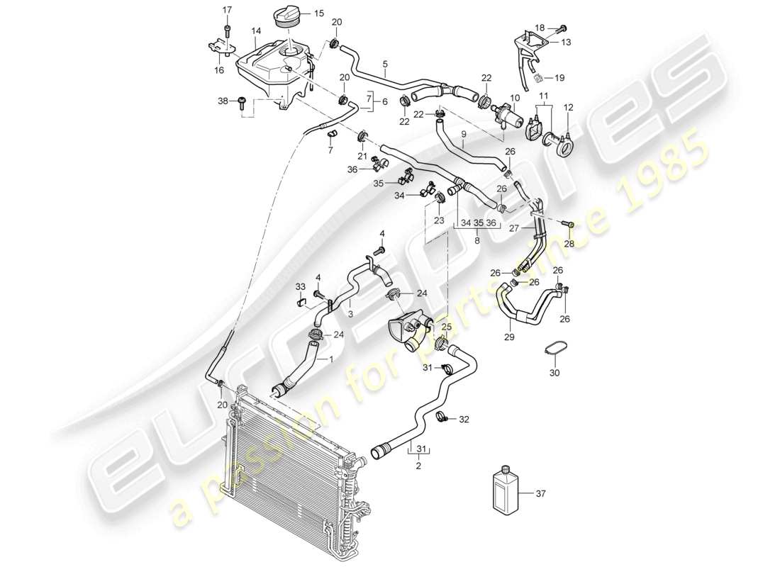a part diagram from the porsche 2003 (cayenne e1 9pa) parts catalogue
