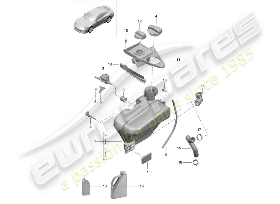 a part diagram from the porsche 2016 (991-1 turbo) parts catalogue