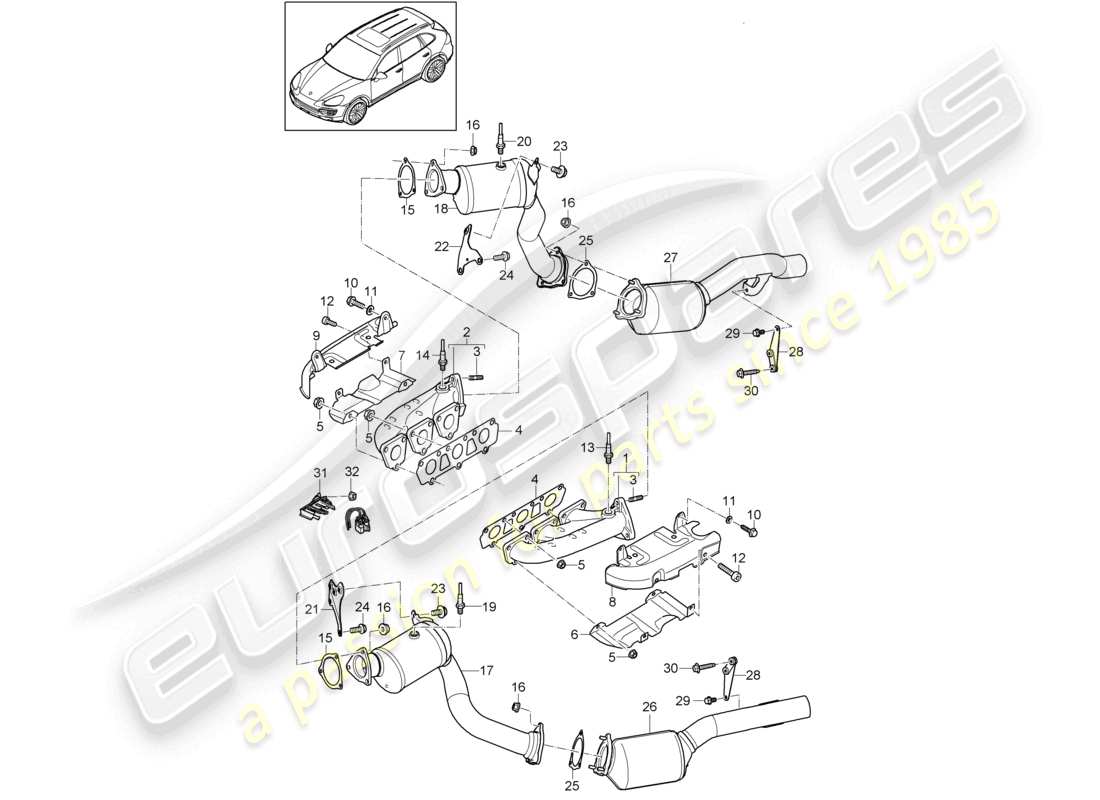 a part diagram from the porsche 2018 (cayenne e2 92a) parts catalogue