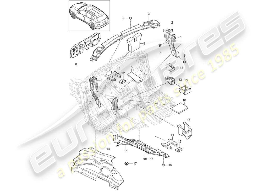 a part diagram from the porsche 2017 (cayenne e2 92a) parts catalogue